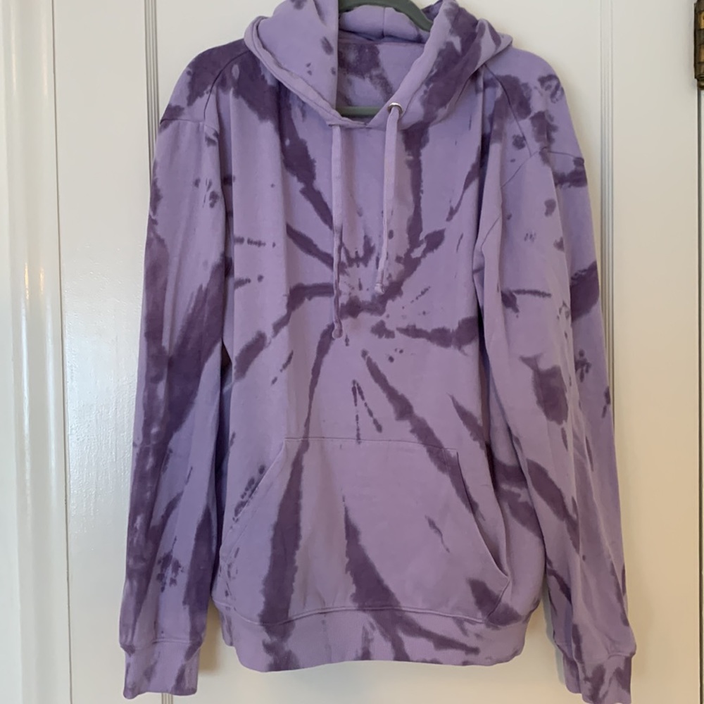 Matching set: Purple tie-dyed sweat suit (hoodie and joggers)